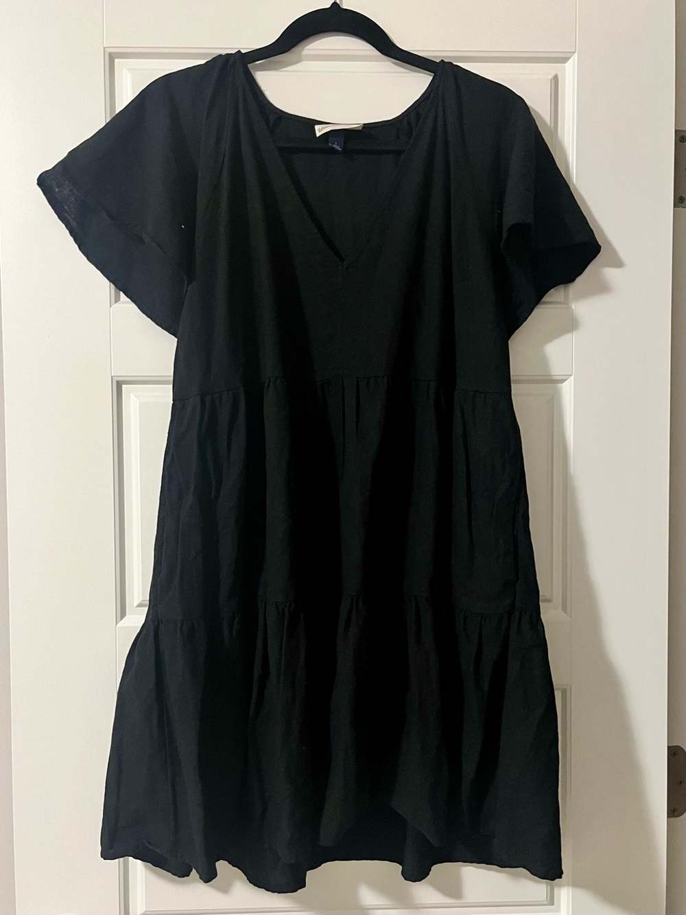 Universal Thread Black Tiered Linen Blend Dress